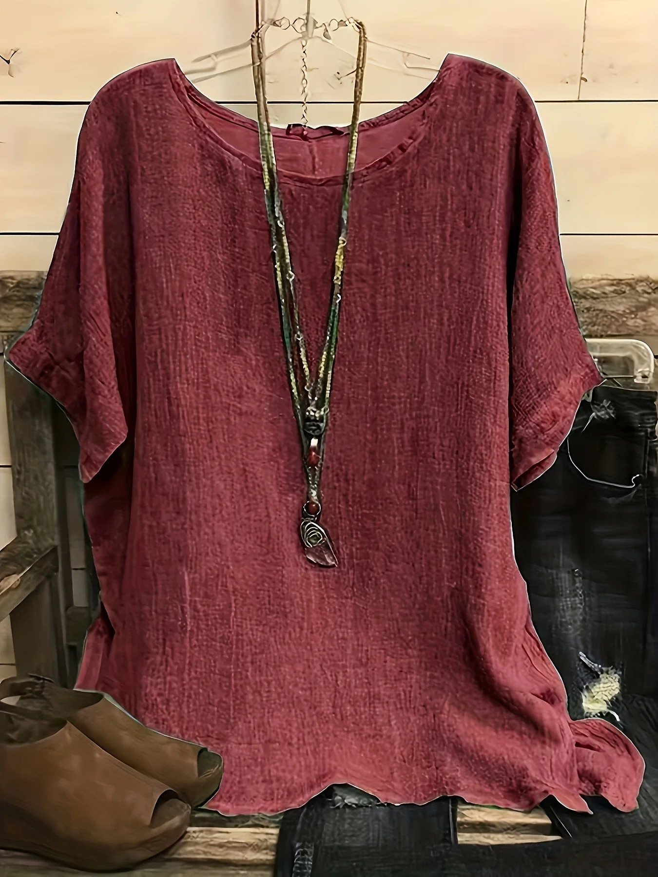 plus Size Women's Solid Color round Neck Casual Short Sleeve T-Shirt Comfortable Fit Basic Top
