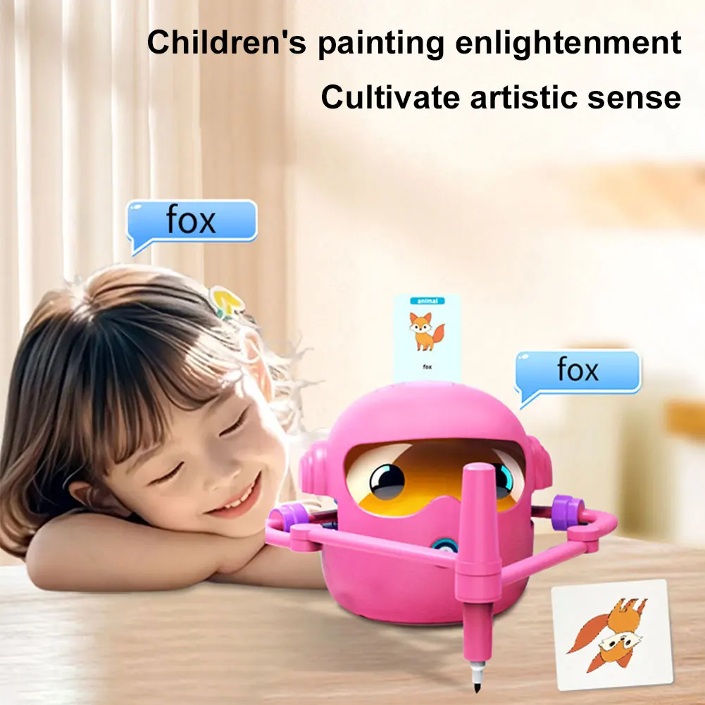 Kids Drawing Robot Early Educational Toys with 100 Cards Preschool Learning Activities Birthday Christmas Gifts for Boys Girls