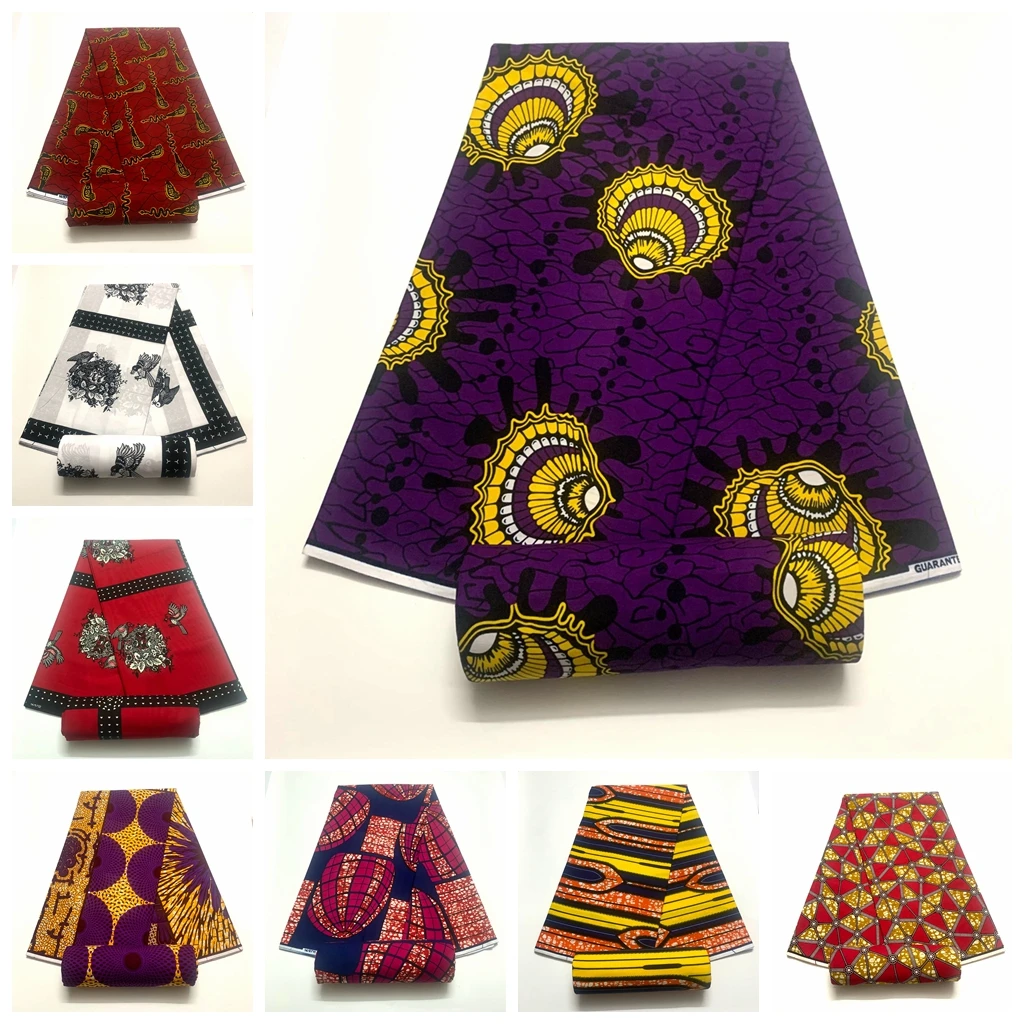 

2025 New Fashion African Wax Print Fabric 100% Cotton Ghana Nigeria Style High Quality Party Dress Real Ankara Wax Fabric Ghana