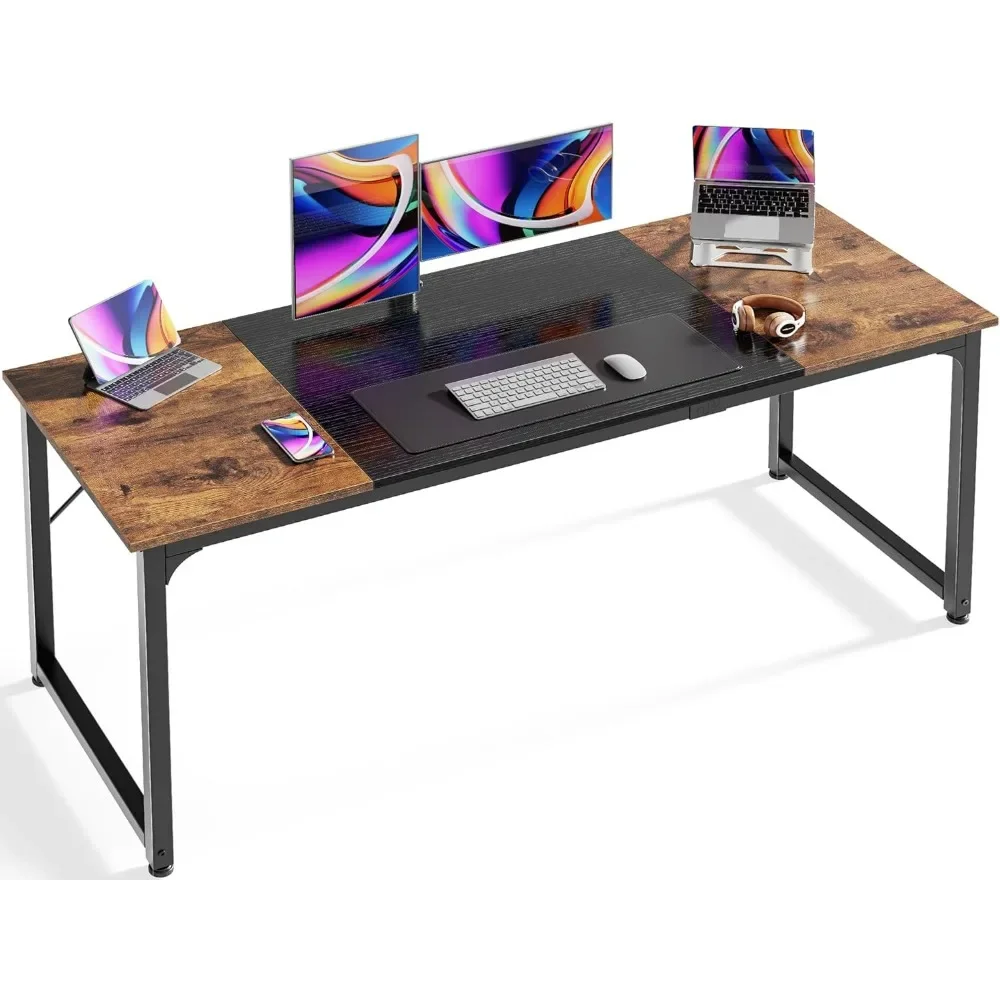 

63/70 Inch Computer Desk with Metal Frame Large Legroom for Home Office, Study, Gaming Desks, Computer Desk