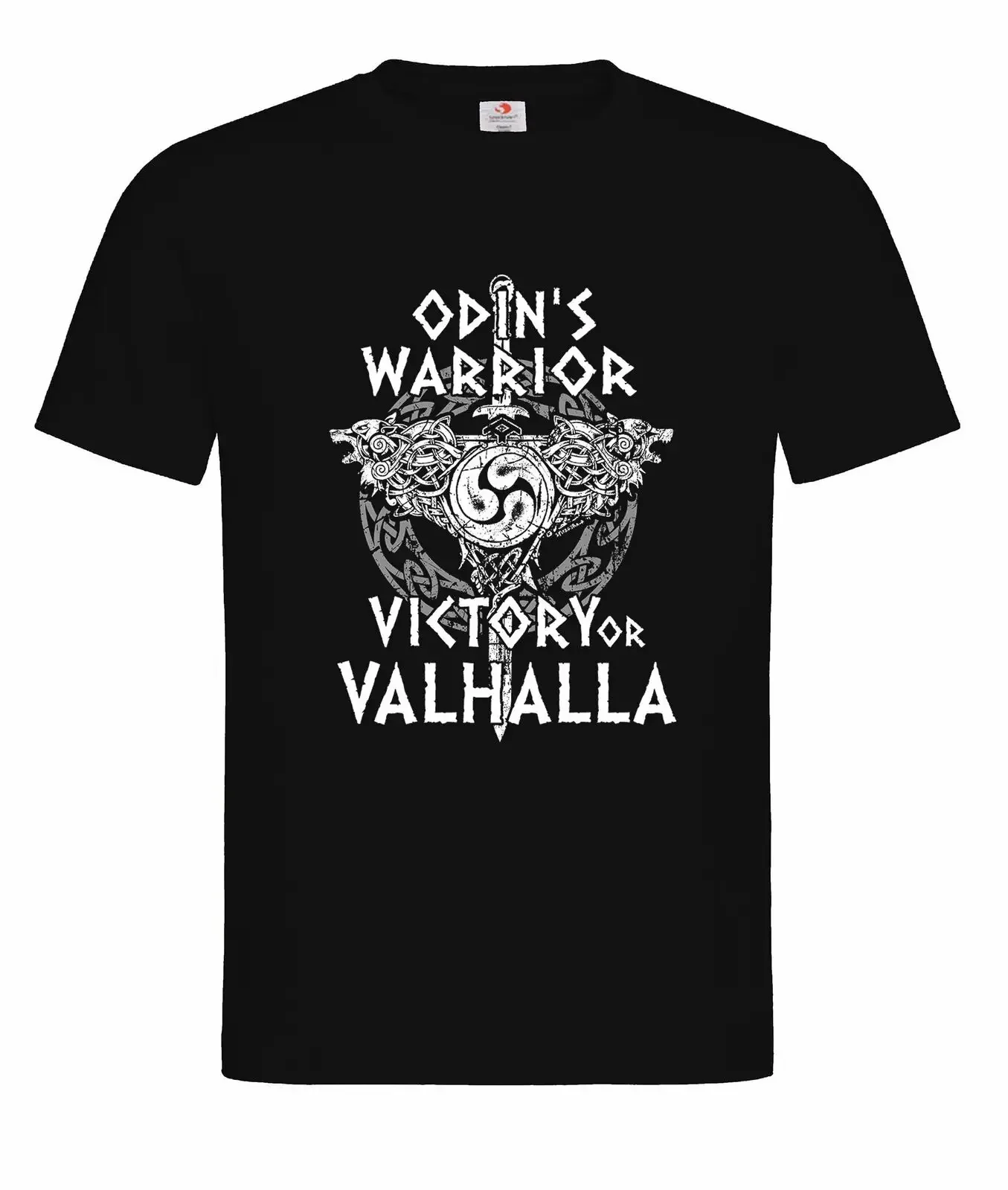 

Odin's Warrior Victory or Valhalla Norse Valknut Rune Fenris Wolf T-Shirt 100% Cotton O-Neck Short Sleeve Summer Casual Mens Tee