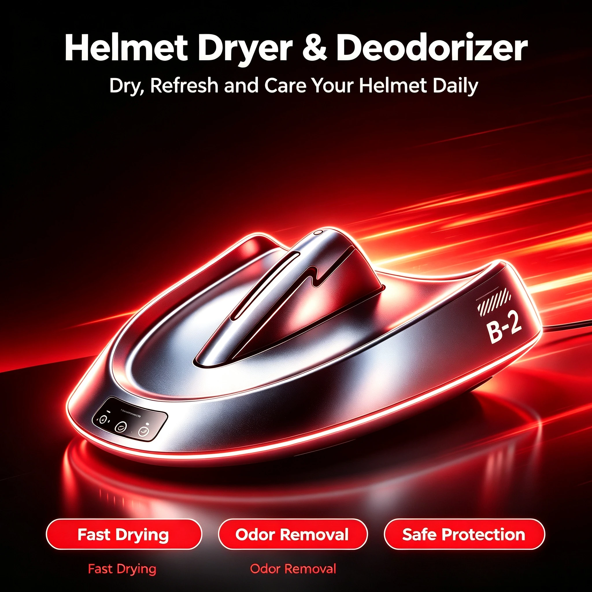 Smart Motorcycle Helmet Dryer Features Sterilization Dust Removal Functions Temperature Control Ambient Lighting