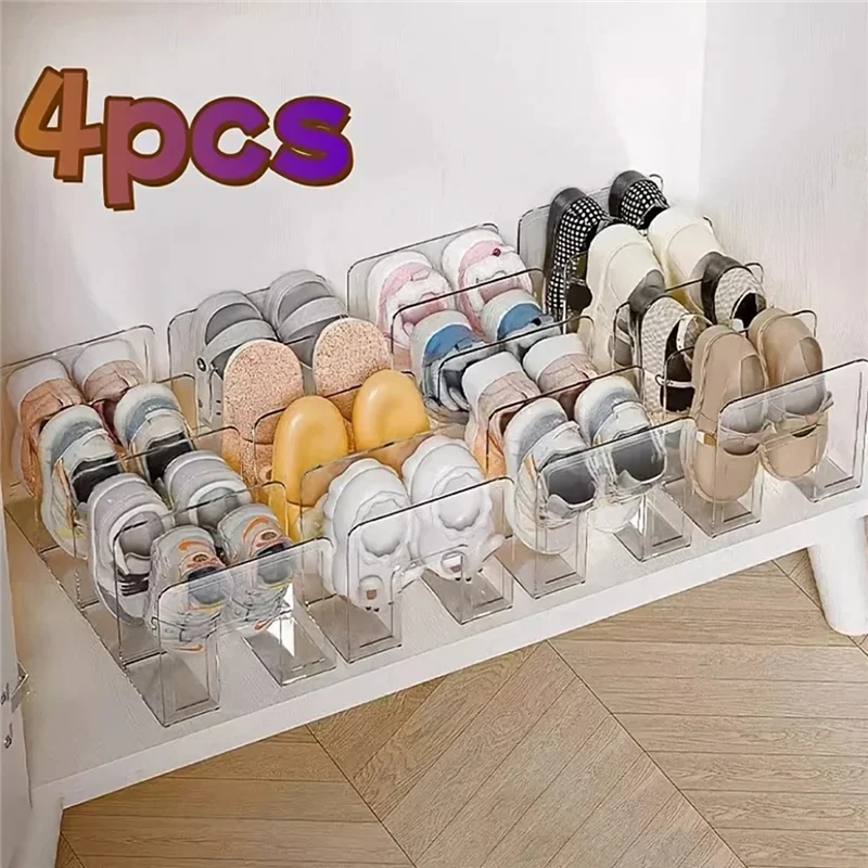منظم رف الأحذية متعدد الطبقات من ABGE-Compact، 4 عبوات - تصميم عمودي موفر للمساحة، سهل التجميع لخزانة المدخل المنزلي St