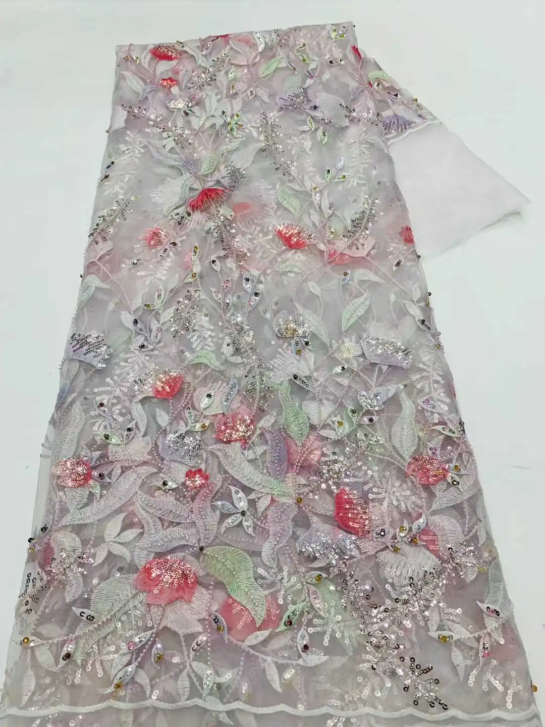 قماش دانتيل أفريقي 2025 قماش دانتيل مطرز مع ترتر نيجيري زفاف عالي الجودة قماش دانتيل تول مطرز لحفلات الزفاف