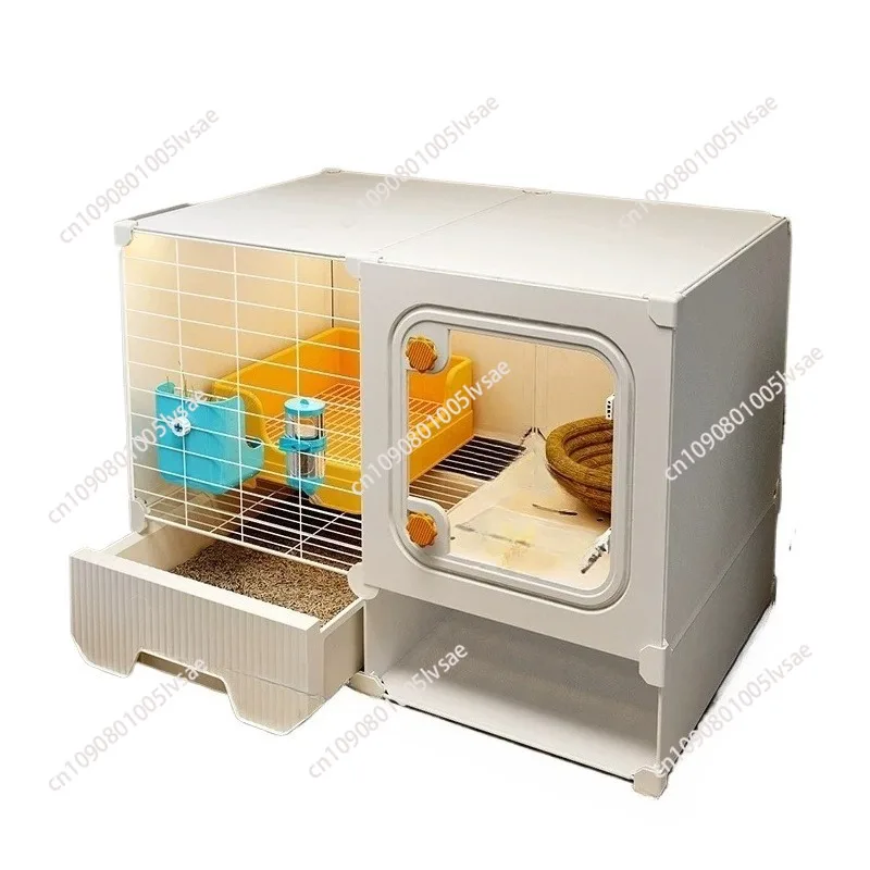 Rabbit Cage Family Villa Luxury, with Toilet Integrated Pet Rabbit Guinea Pigtun Villa