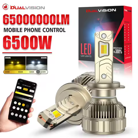 Dualvision H7 LED Headlight AI Bluetooth APP Control Color H4 LED H8 H9 H11 9005 HB3 9006 HB4 H1 Auto Bulbs 3-6.5K LED Fog Light