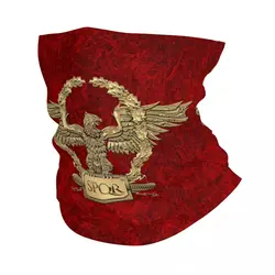 Gold SPQR Roman Imperial Eagle Neck Gaiter Women Men UV Protection Winter Bandana Scarf for Ski