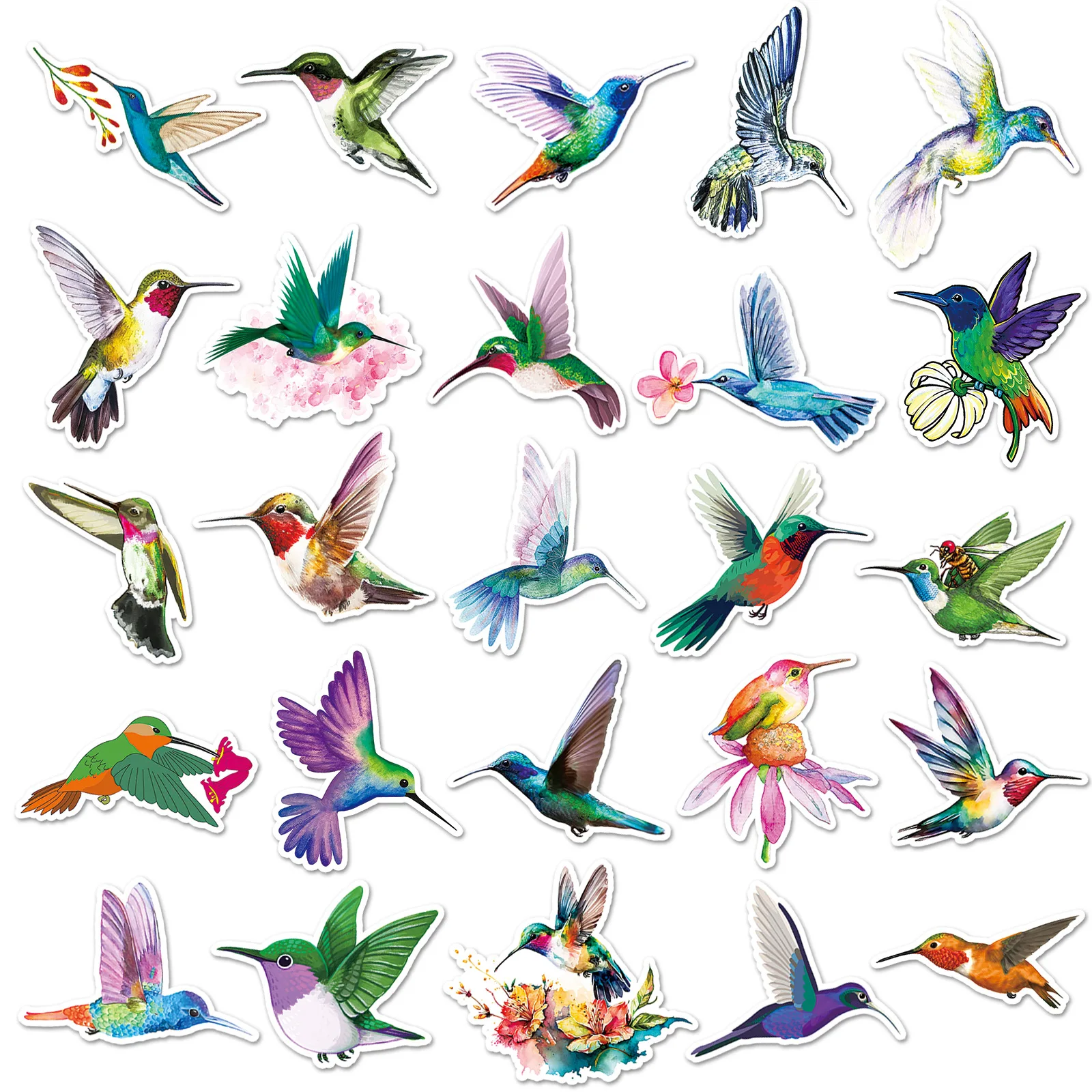 10/30/50PCS Colorful Cartoon Animal Hummingbird Sticker Bird Graffiti Decoration Laptop Luggage Water Cup Waterproof Decal Toy