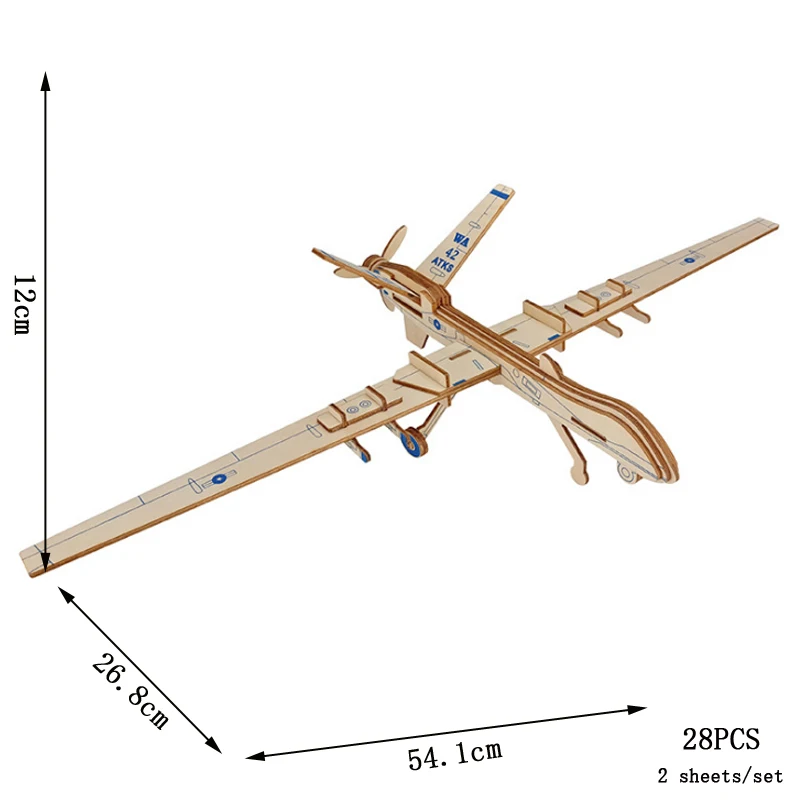 DIY Wooden Fighter 3D Puzzle Model Kit product image