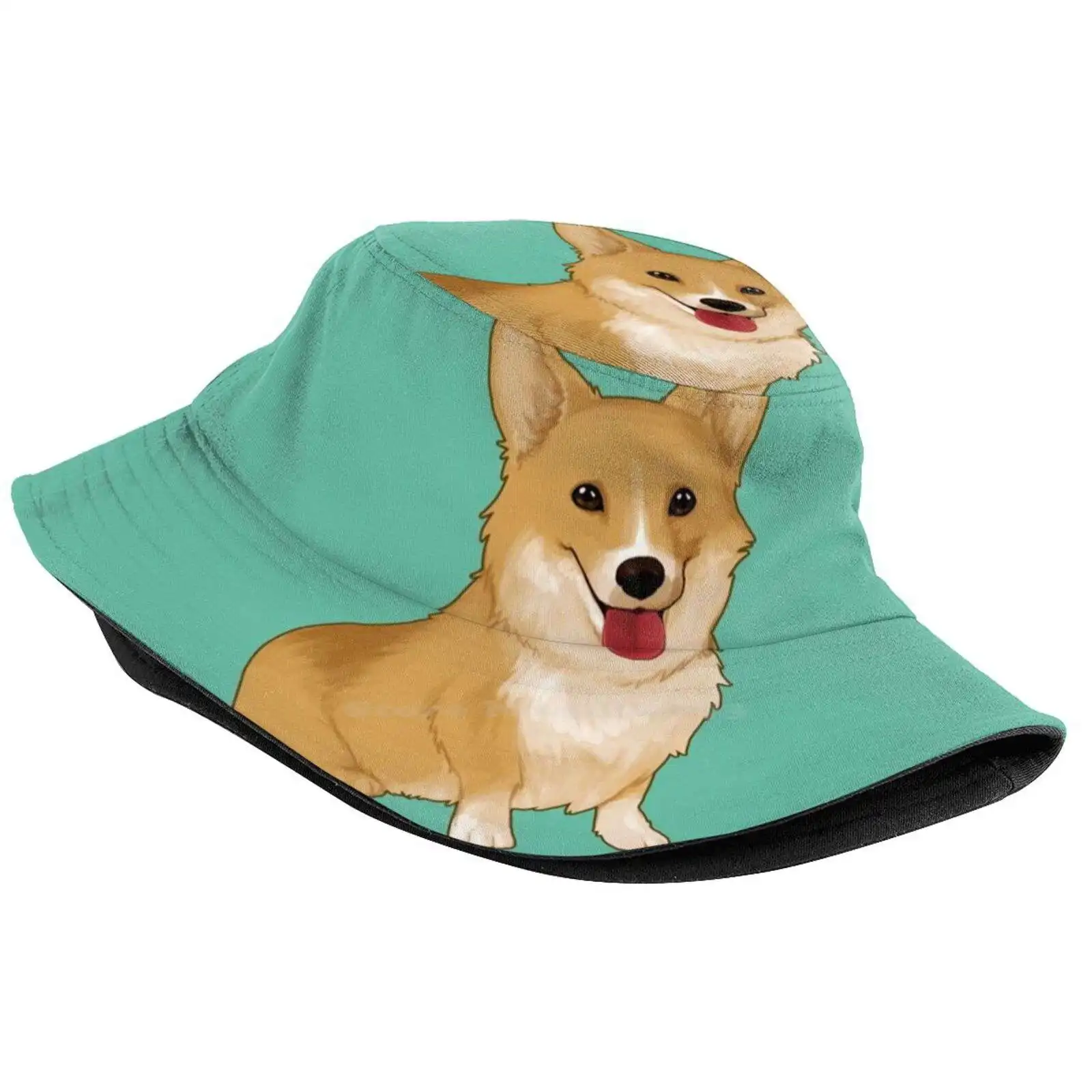 Cute Smiling Corgi Fisherman's Hat Bucket Hats Caps Cute Corgi Smile Funny Fluffy Doge Puppy Pupper Graphicdesign Photoshop