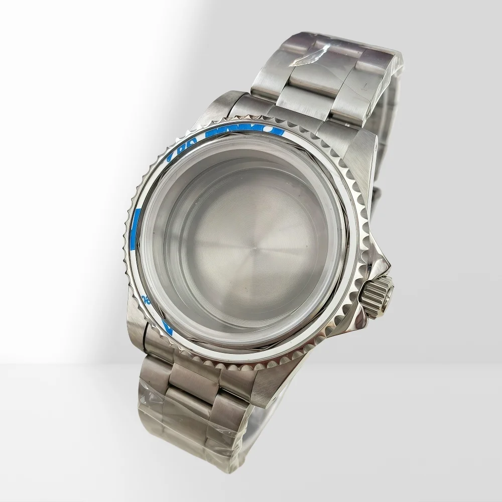 حافظة NH35 40 مم، زجاج مقوس، حافظة من الفولاذ المقاوم للصدأ، حزام من الفولاذ المقاوم للصدأ Nh35 NH36 أجزاء ساعة مقاومة للماء