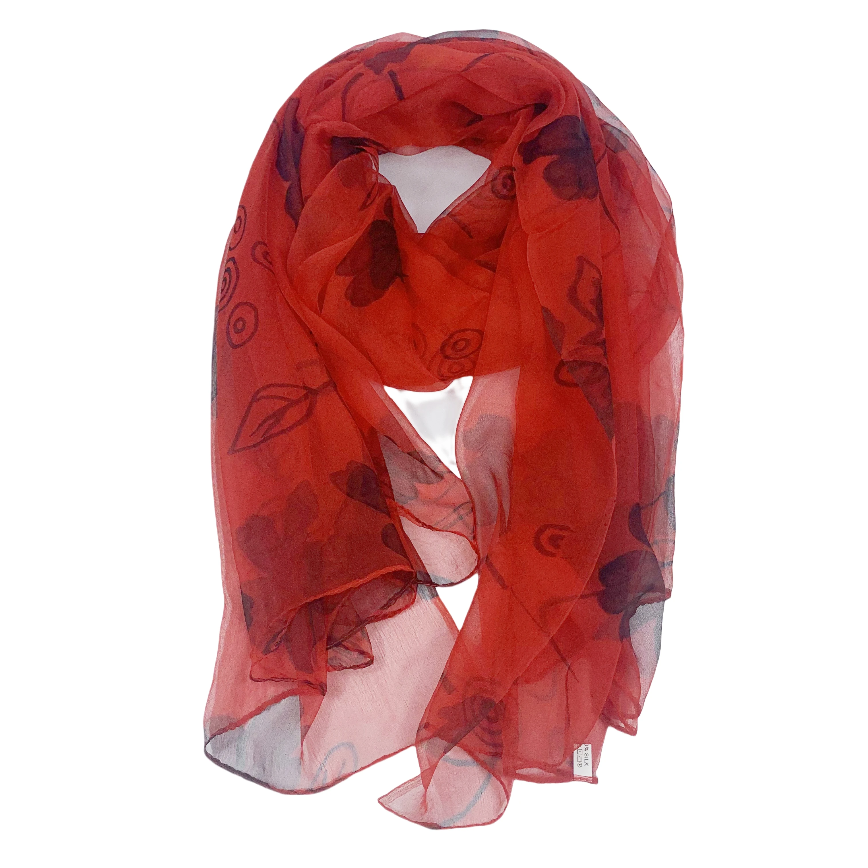 100%  pure silk scarf  scarves  brand new fashion scarves 110Cm*180Cm Neckerchief  hijabs  long silk scarves red leaves