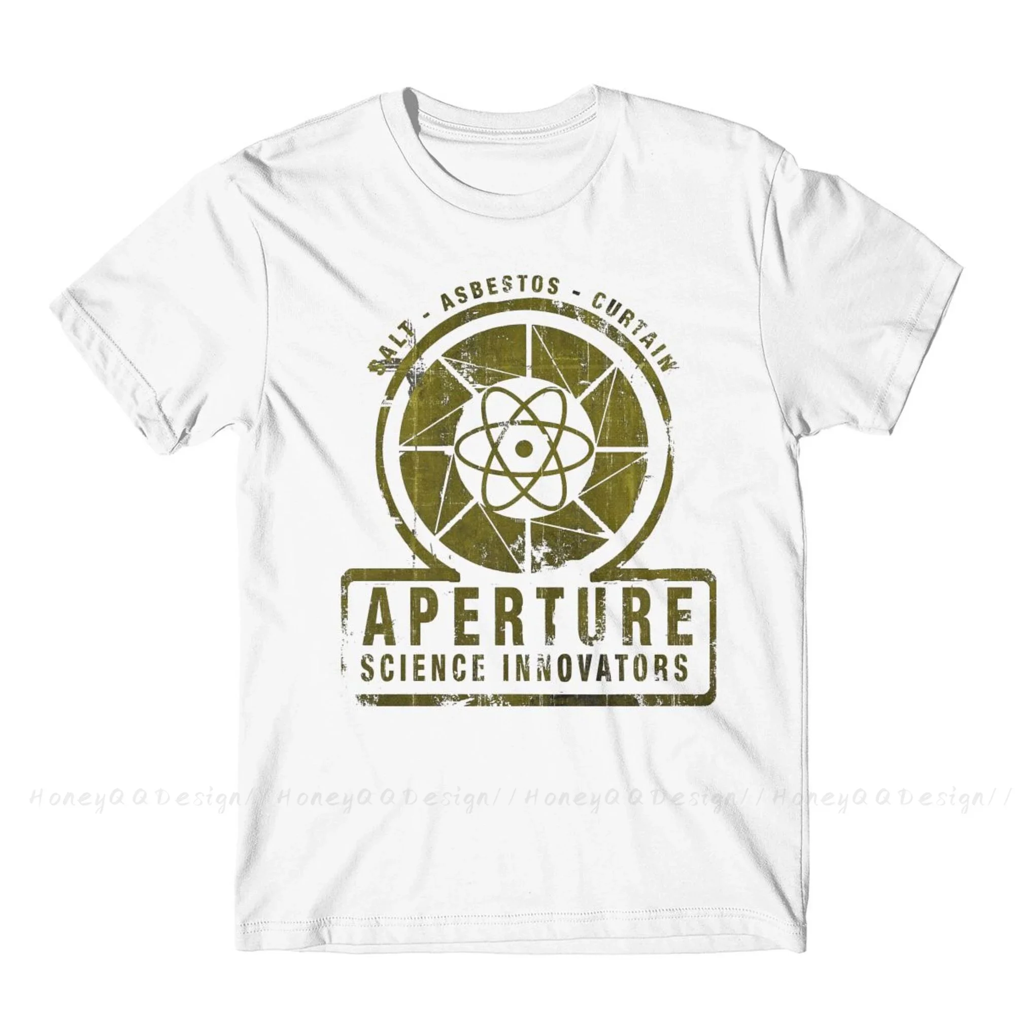 Portal 2 GLaDOS Aperture Science T-Shirt Men 100% Cotton Short Summer Sleeve Casual Plus Size Shirt Adults