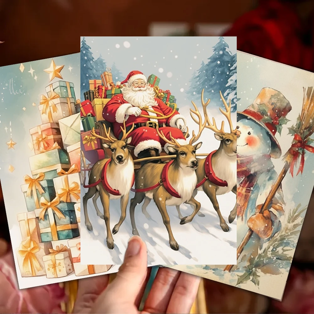 32 Stück Weihnachts-Aquarell-Briefpapier, Schnee-Szenen-Textur-Hintergrund, kreative Illustrationen für Sammelalbum, DIY-Tagebuch