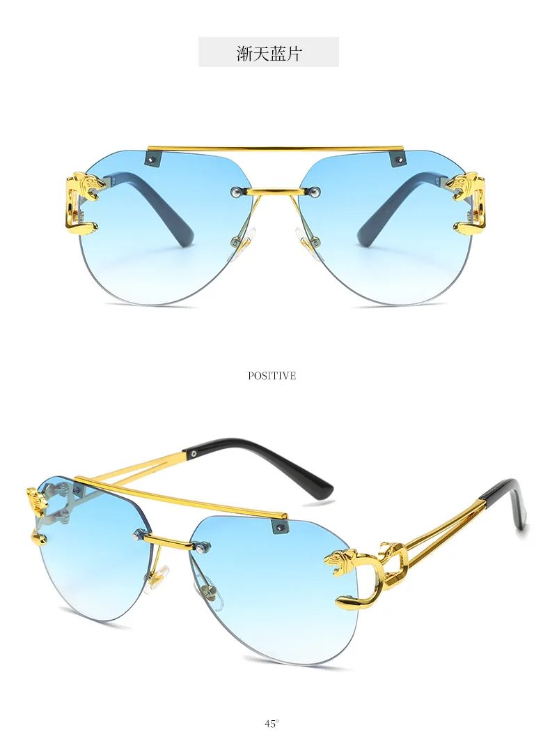 Neue randlose Piloten-Sonnenbrille mit Metallrahmen für Damen und Herren – Große runde Sonnenbrille mit Farbverlauf für Reisen – Detail 16