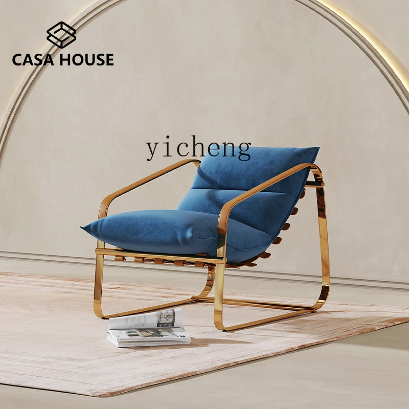 

ZK minimalist light luxury single sofa Nordic recliner matte cloth sofa living room leisure chair