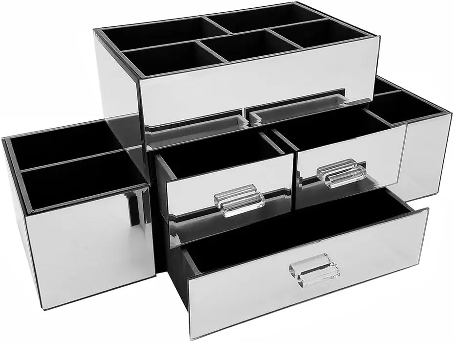 Amara Tiered 3 Drawer Mirrored Makeup/Jewelry Organizer