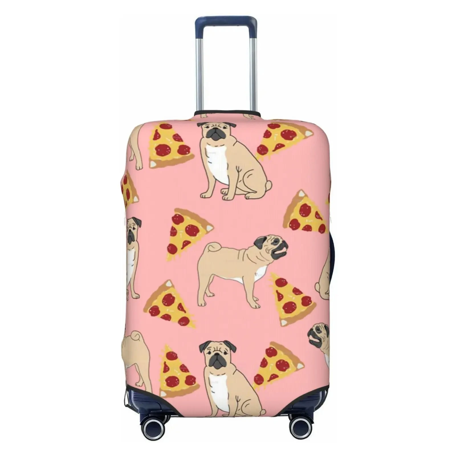 Funda de equipaje con patrón de Pug de dibujos animados, cubierta de maleta antiarañazos, funda de carrito con cremallera, accesorio de viaje para 18-32 pulgadas