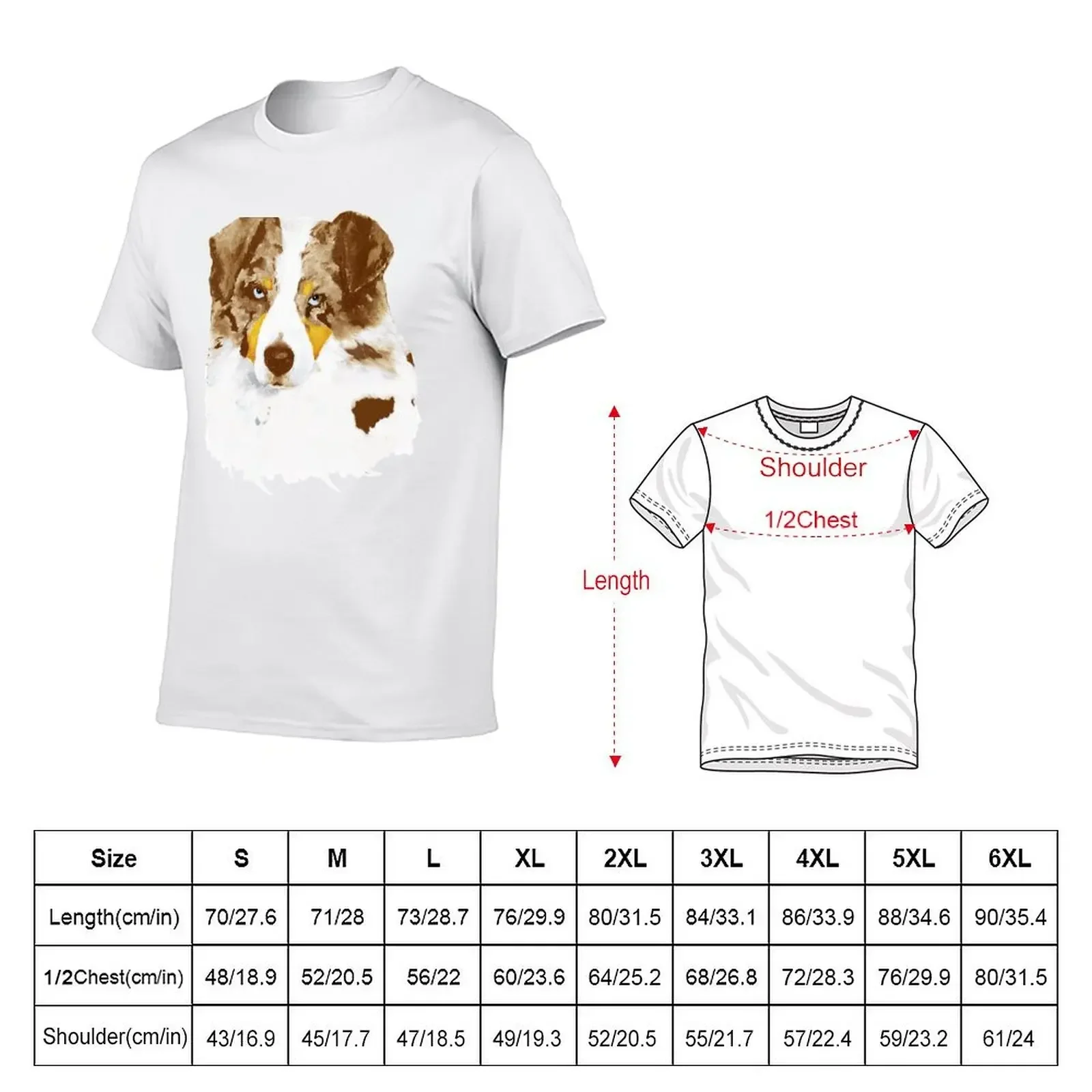 Red Merle Australian Shepherd Dog Portrait T-Shirt Short sleeve tee designer shirts men tshirt