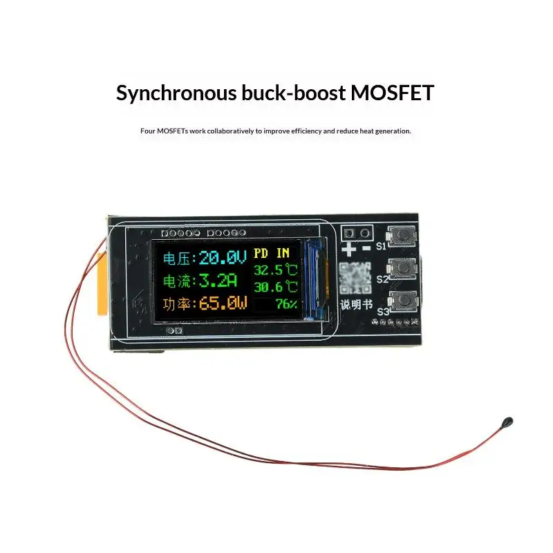 0.96 Inch TFT IP2366 2-6S Lithium Battery Charging Board PD 140W Charge/Discharge Module Power Bank Mainboard DIY Kit