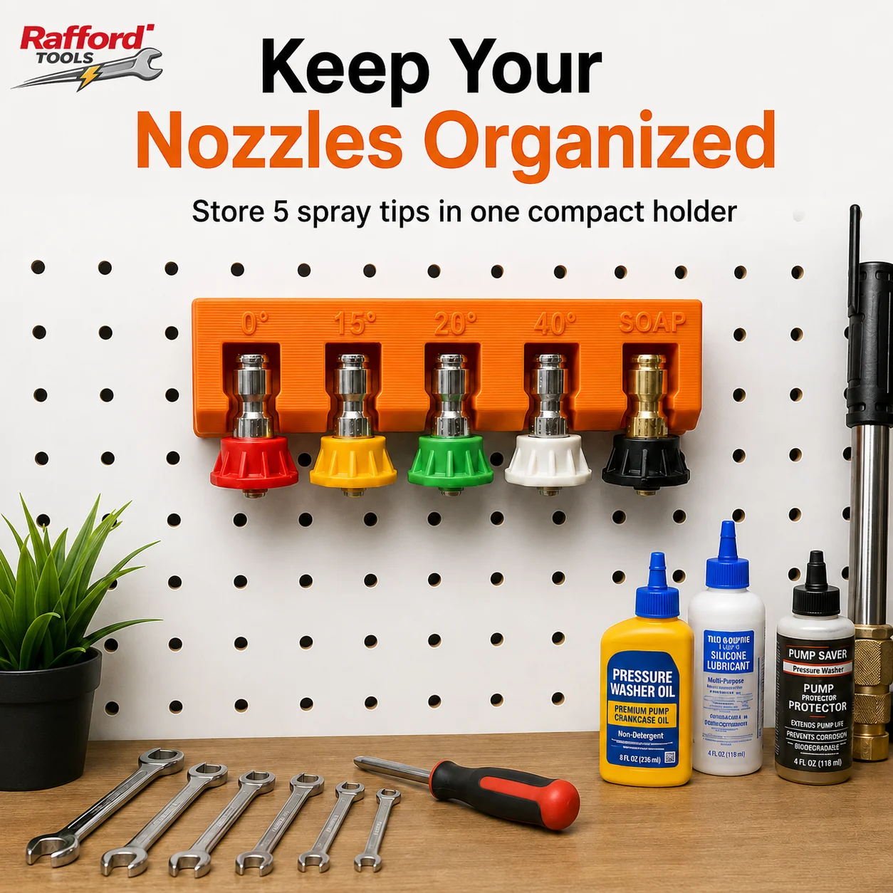Rafford 3D Printed Tool Storage Rack 5 Slot Organizer Holder Wall Mount Bracket for Garage Workshop Accessories