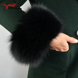 Fox fur Cuffs 2019 ของแท้ Fox Fur Cuff แขนอุ่น Lady สร้อยข้อมือขนสัตว์สายรัดข้อมือถุงมือ S9