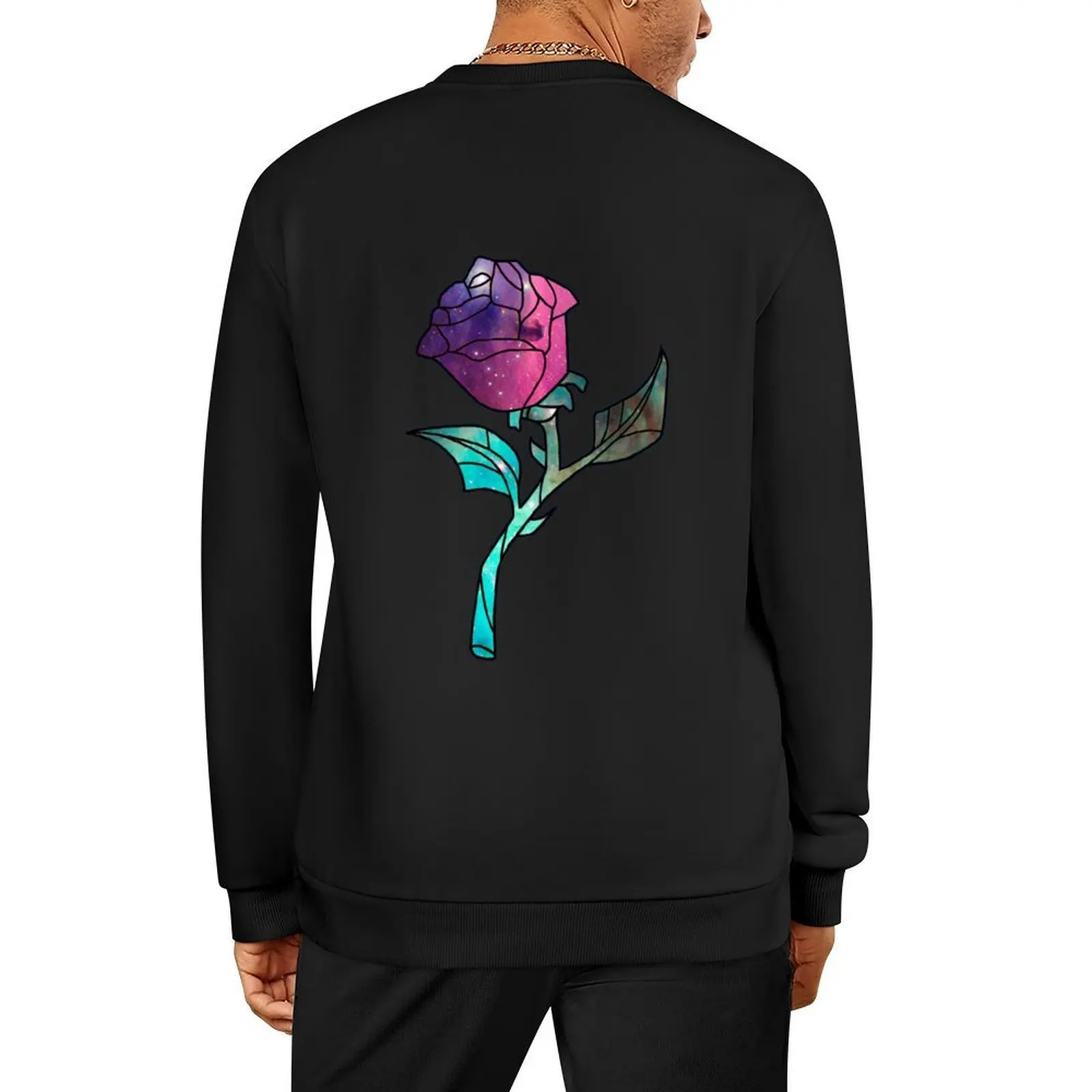 

Stained Glass Rose Galaxy Pullover men's sweat-shirt anime clothes japanese style tracksuits sweatshirt for men