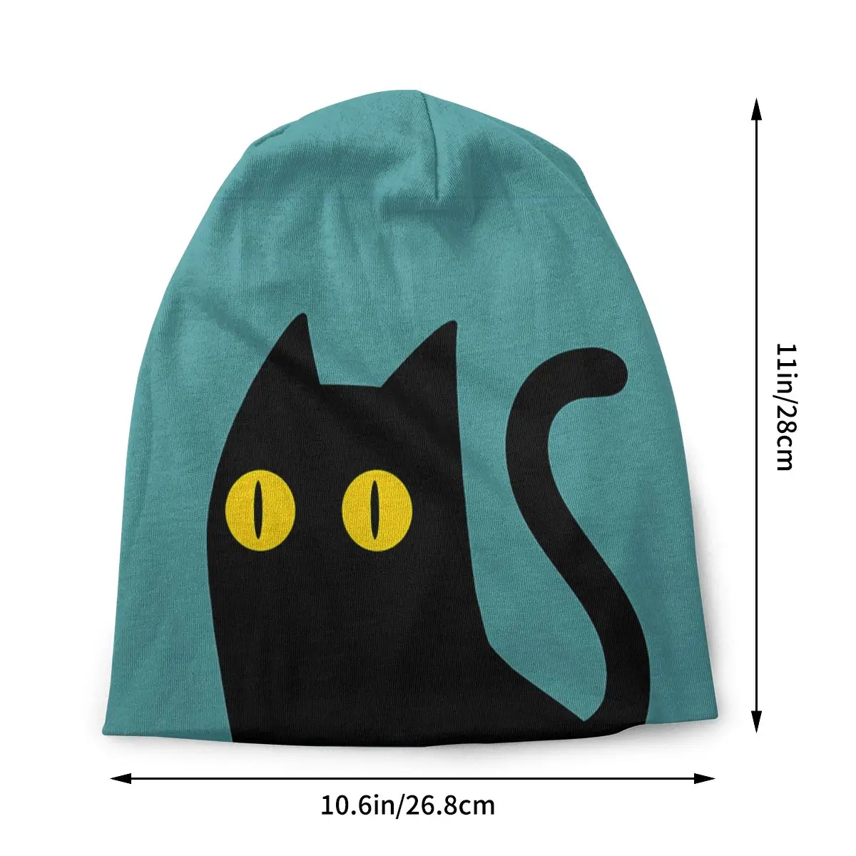 Thin Eyes Cat Outdoor Beanie Caps Halloween Black Cat Skullies Beanies Ski Caps Soft Thin Bonnet Hats