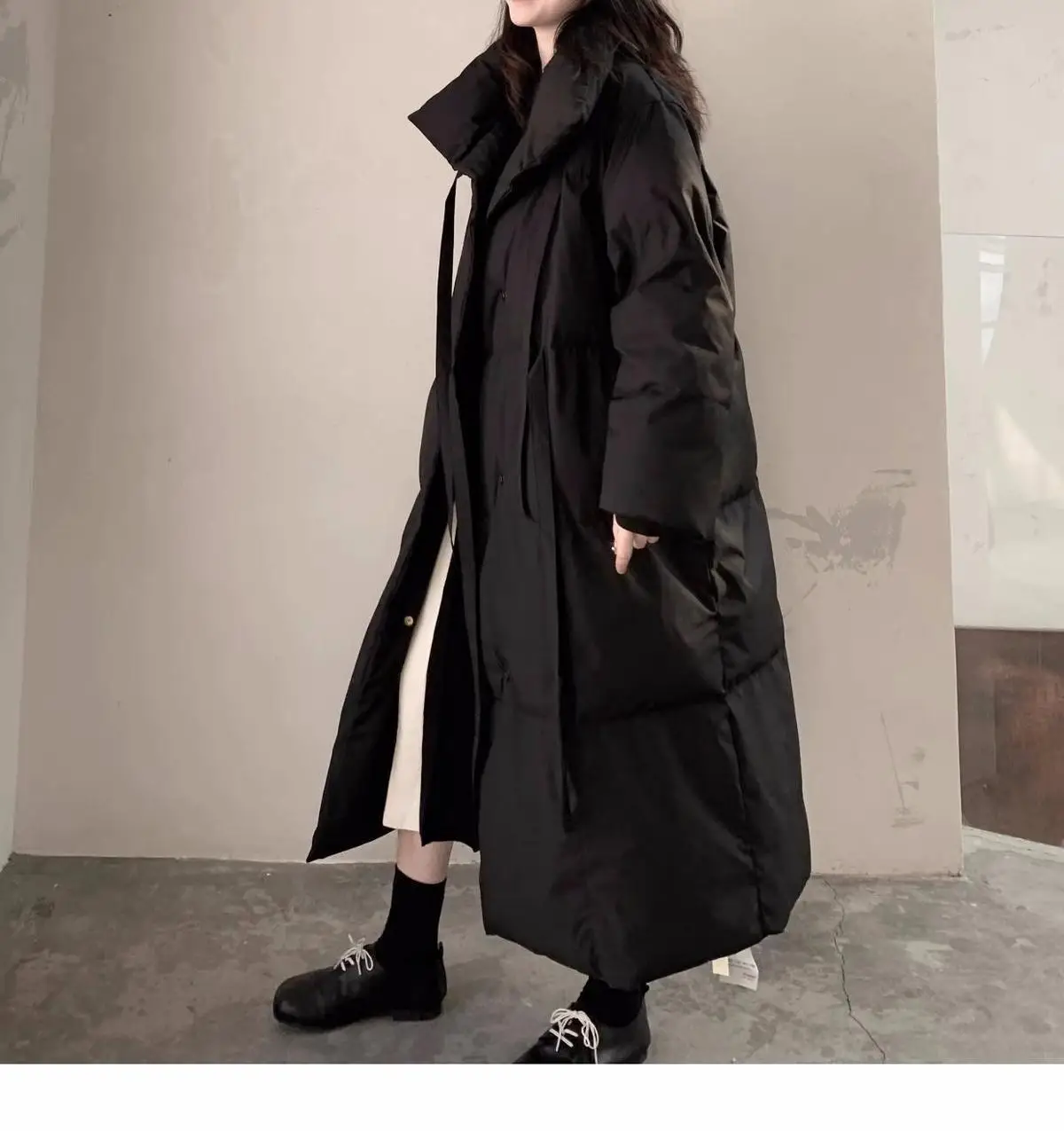 2024 New Winter Jacket Casual Down Cotton Coats Stylish Black Button Tie Long Parkas Women\'s Winter Cotton Jackets Overcoats