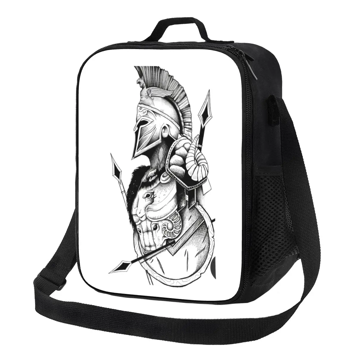 Spartan Warrior Sparta Tattoo Insulated Lunch Bag for Camping Travel Portable Thermal Cooler Bento Box Women Kids