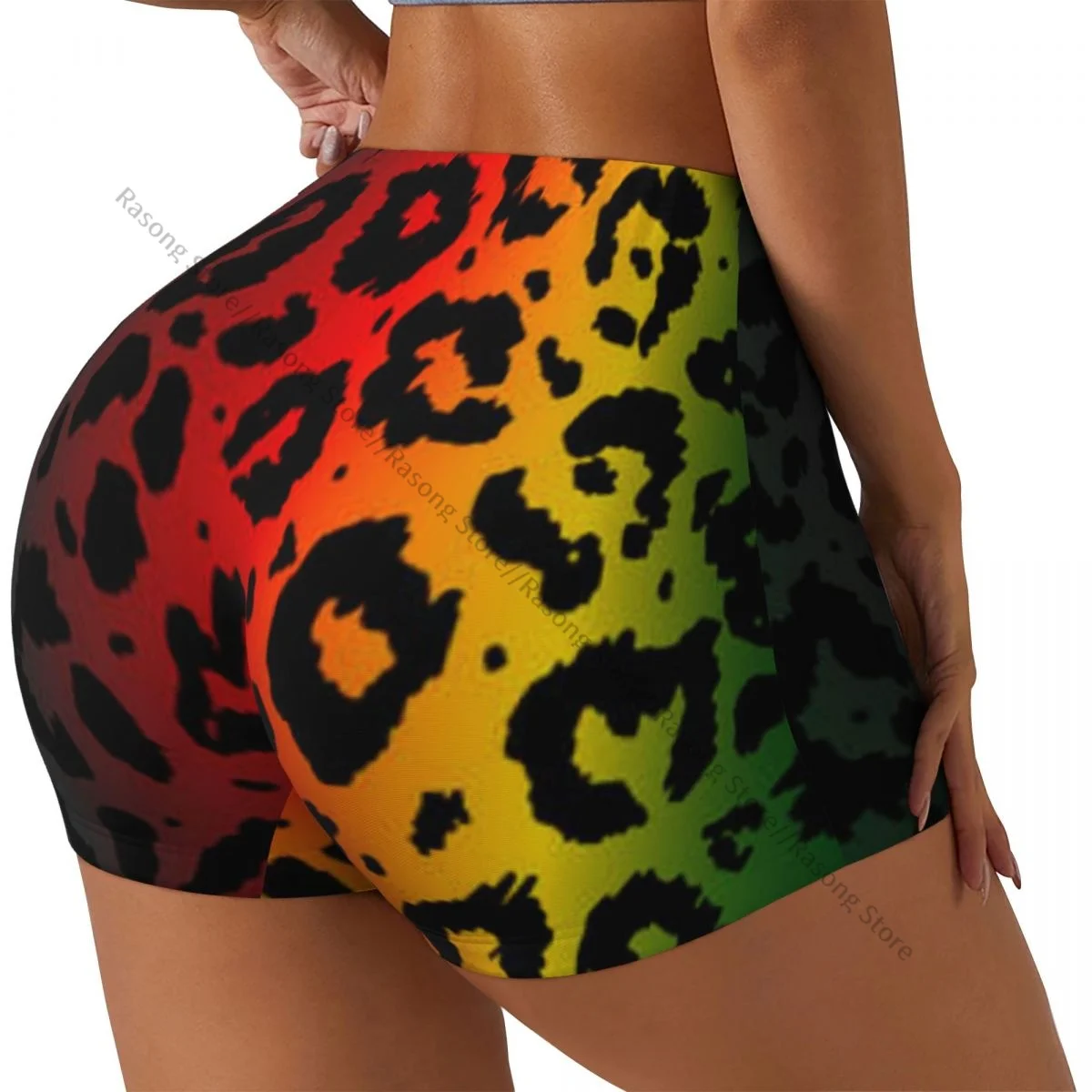 Yoga Shorts Cheetah African Print Women Biker Tight Elastic Workout Sports Leggings Sportswear