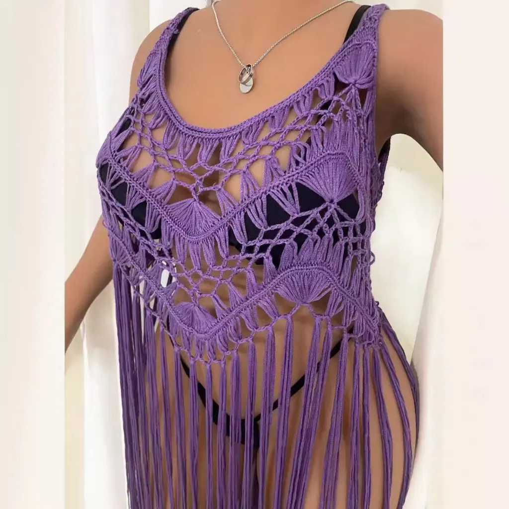 

Женская юбка большого размера с кисточками, платье с крючками на руках, пляжная блузка для отпуска в европейском и американском стиле F1155