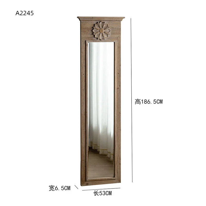 New Chinese style, carved wall decoration, full-body mirror retro style, shooting props, floor-to-ceiling mirror