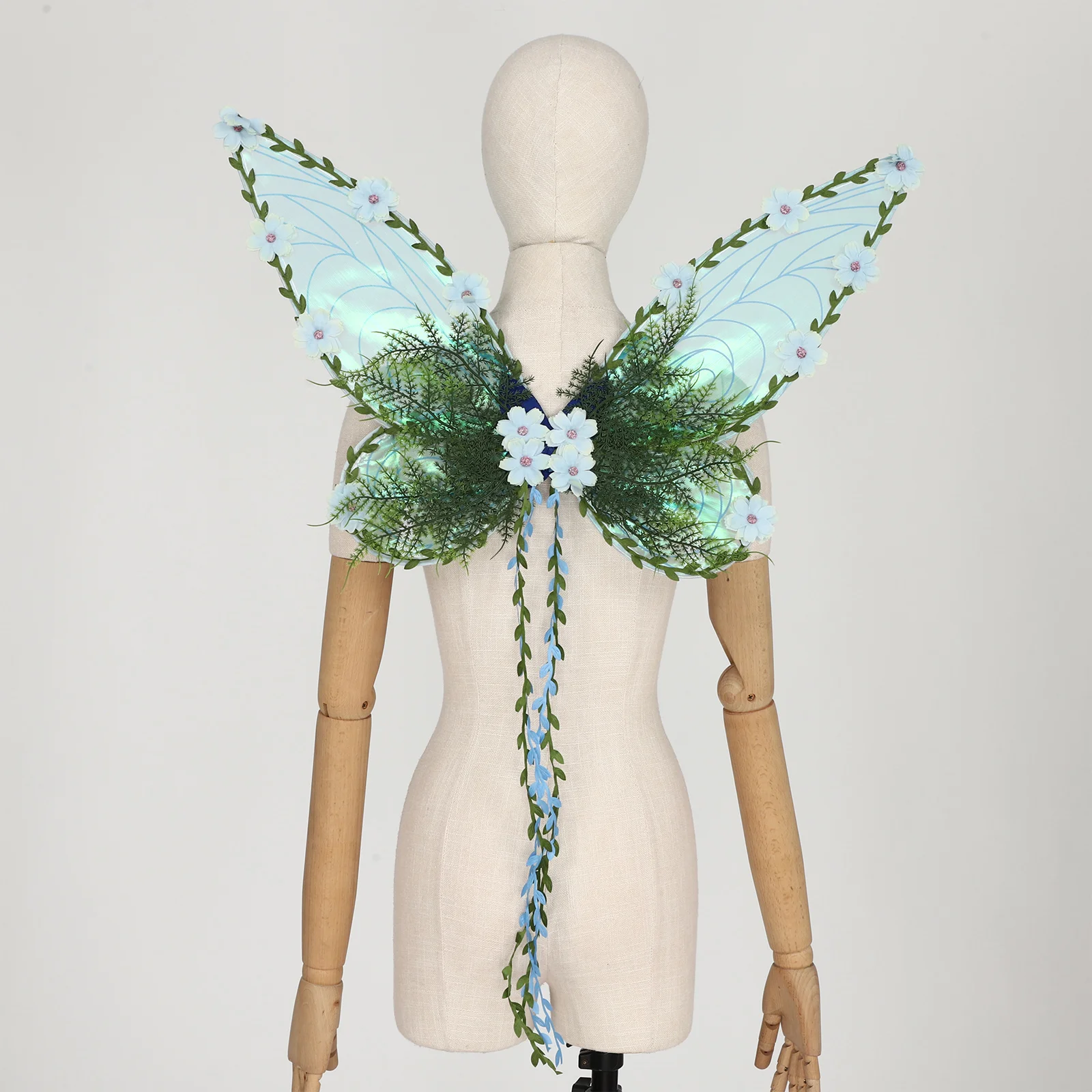 Vlindervleugels Glitter met Bloem Rotan Fee Stok Garland Meisjes Vrouwen Cosplay Prinses Fee Halloween Kostuum Accessoires