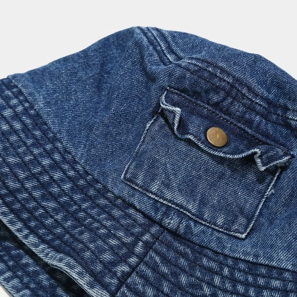 High Quality Cotton Denim Bucket Hat Breathable Casual Sun Cap Sun Protection Sunhat Unisex