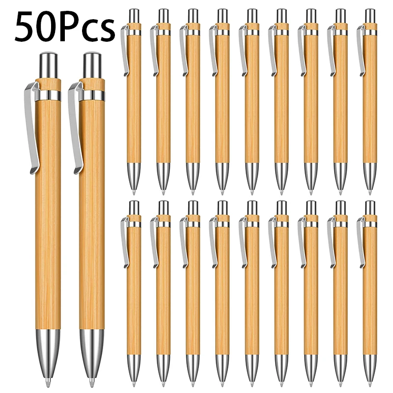 

Бамбуковые шариковые ручки для всех возрастов, офисные и школьные принадлежности, 50 шт.