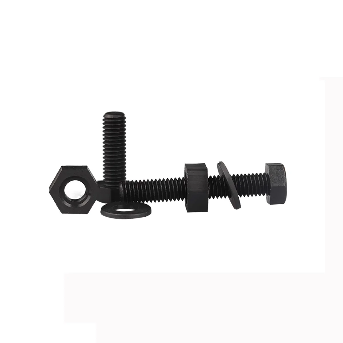 Black Nylon External Hexagonal Screw  Flat Washer Nut Set Combination Plastic Insulated Bolt M3M4M5M6M8M10M12