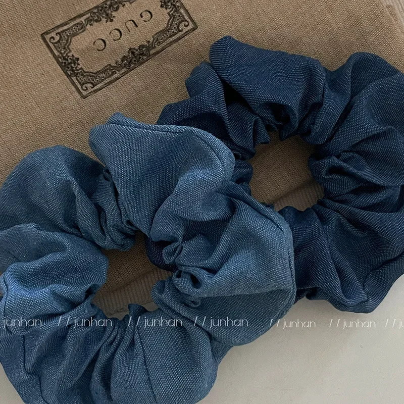 

Scrunchies for Hair Denim Style Chic Girls Hairties Hair Accessories for Women Elastic Rubber Bands