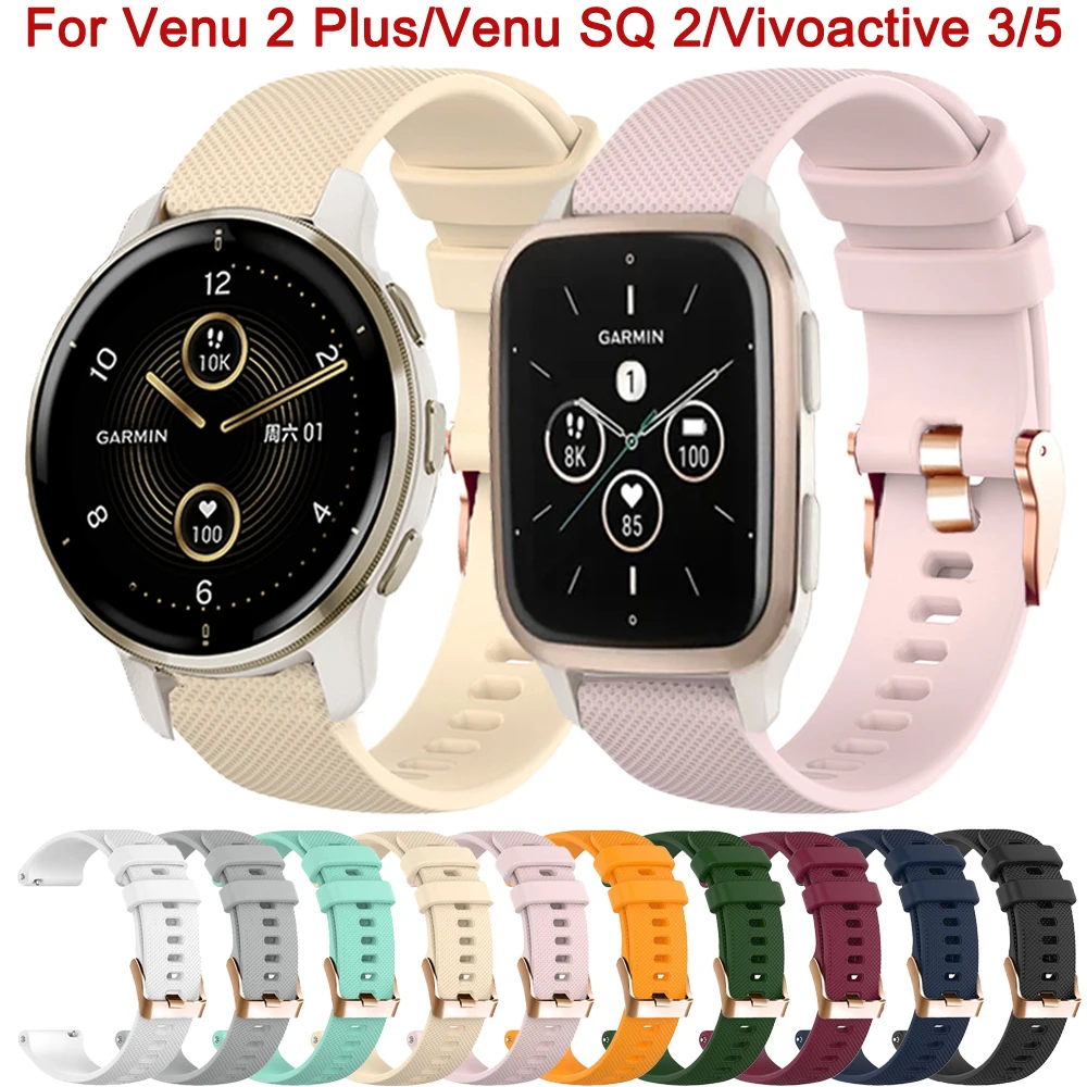 حزام سيليكون لـ Garmin Venu 2 Plus ، SQ ، Vivoactive 3 ، 3T ، HR ، سوار ساعة ذكي لـ Forerunner 55 ، حزام معصم سوار ، 20