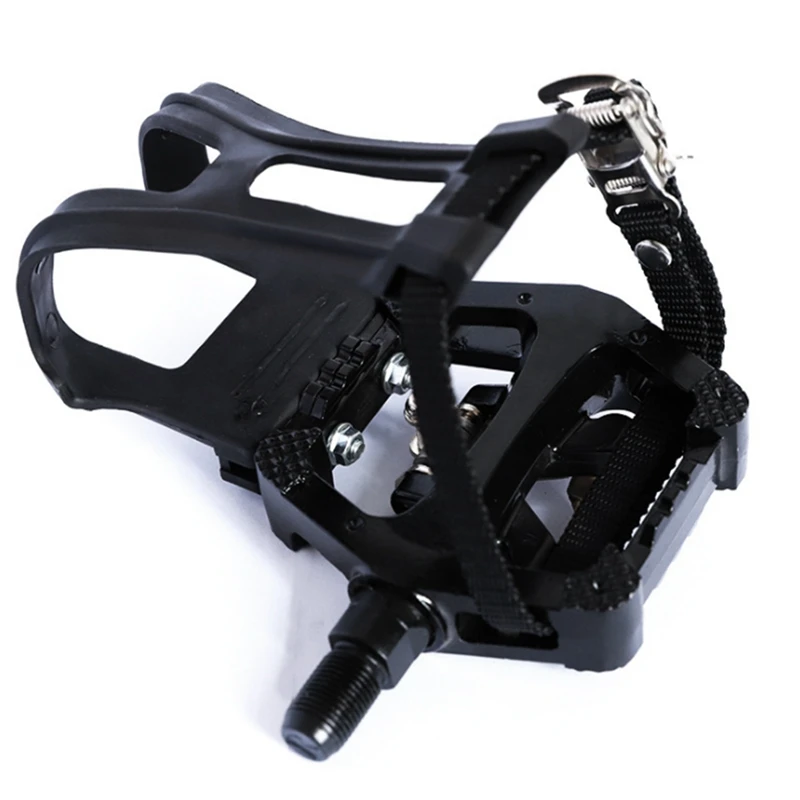 2PCS For Bike Pedals - Hybrid Pedal With Toe Clip And Straps, Suitable For Spin Bike, Indoor Exercise Bikes ,9/16 Inch