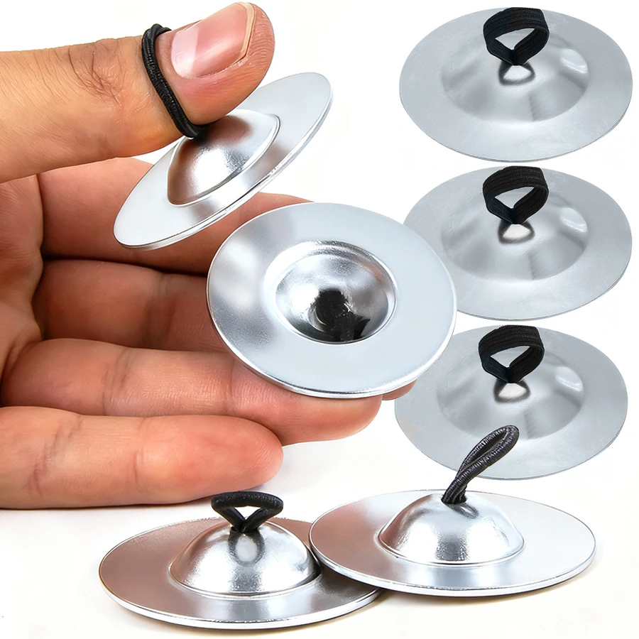 2Pairs الفضة معدن فنجر النحاس غونغ البسيطة قرع الموسيقى أداء خلفية الموسيقى أدوات أورف الكلاسيكية #1