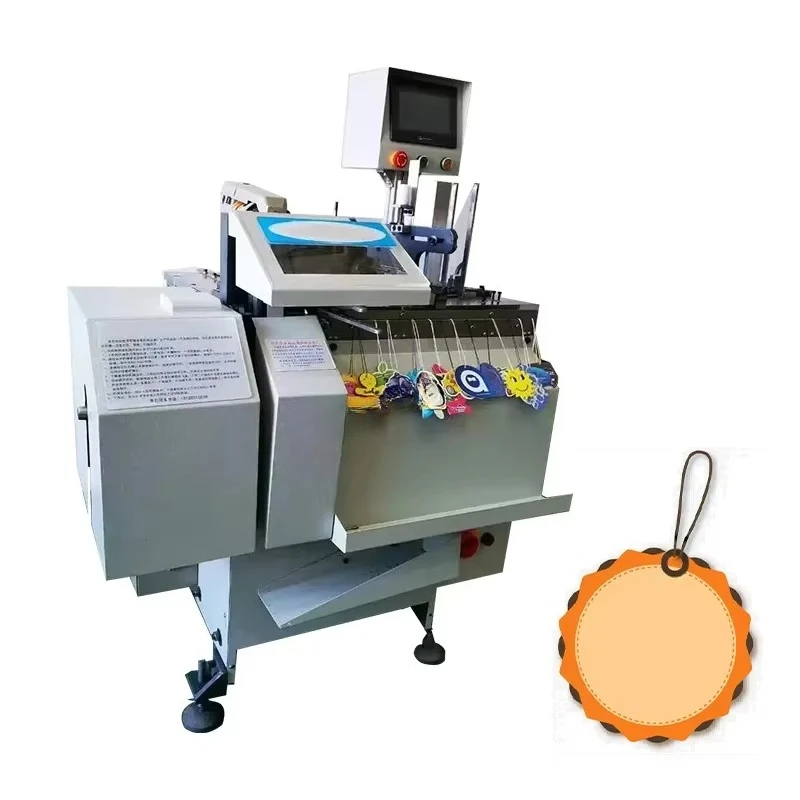 Automatic Clothes Hang Tag Threading Machine Paper Card Cloth Hang Tag Stringing Machine Paper Hangtags Knotting Making Machine