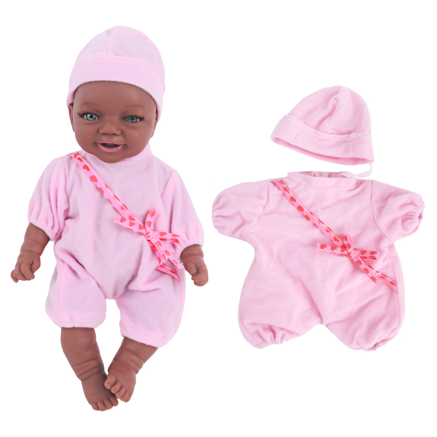 12 Inch Baby Girl Doll Clothes Cute Pink Jumpsuits With Hat For 30cm Doll Accessories Gift