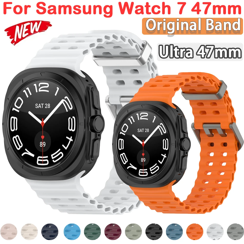 Correa de silicona Original para Samsung Watch Ultra LTE, pulsera deportiva sin huecos, correa de reloj de 47mm