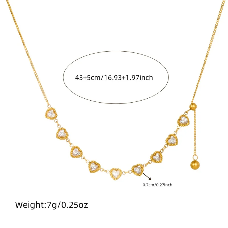 DIEYURO 316L Stainless Steel White Love Zircon Necklace For Women New Trend Design Sense Concise Heart Neck Jewelry Gift Party