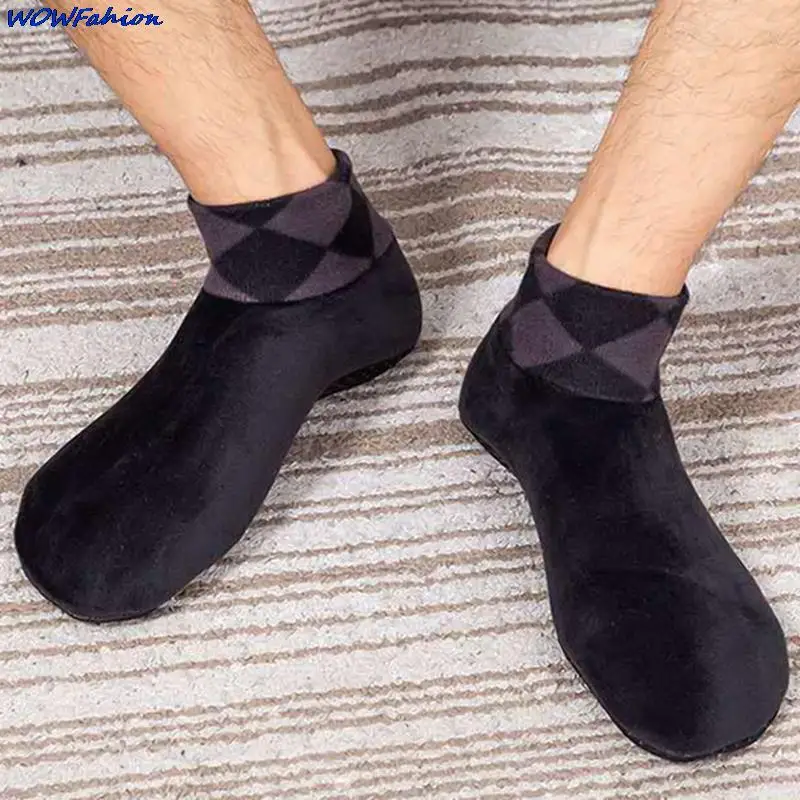 1pair Winter Warm Thicken Boot Socks Men Women Soft Fleece Socks Unisex Elastic Non Slip Indoor Floor Socks Slipper 4 Colors