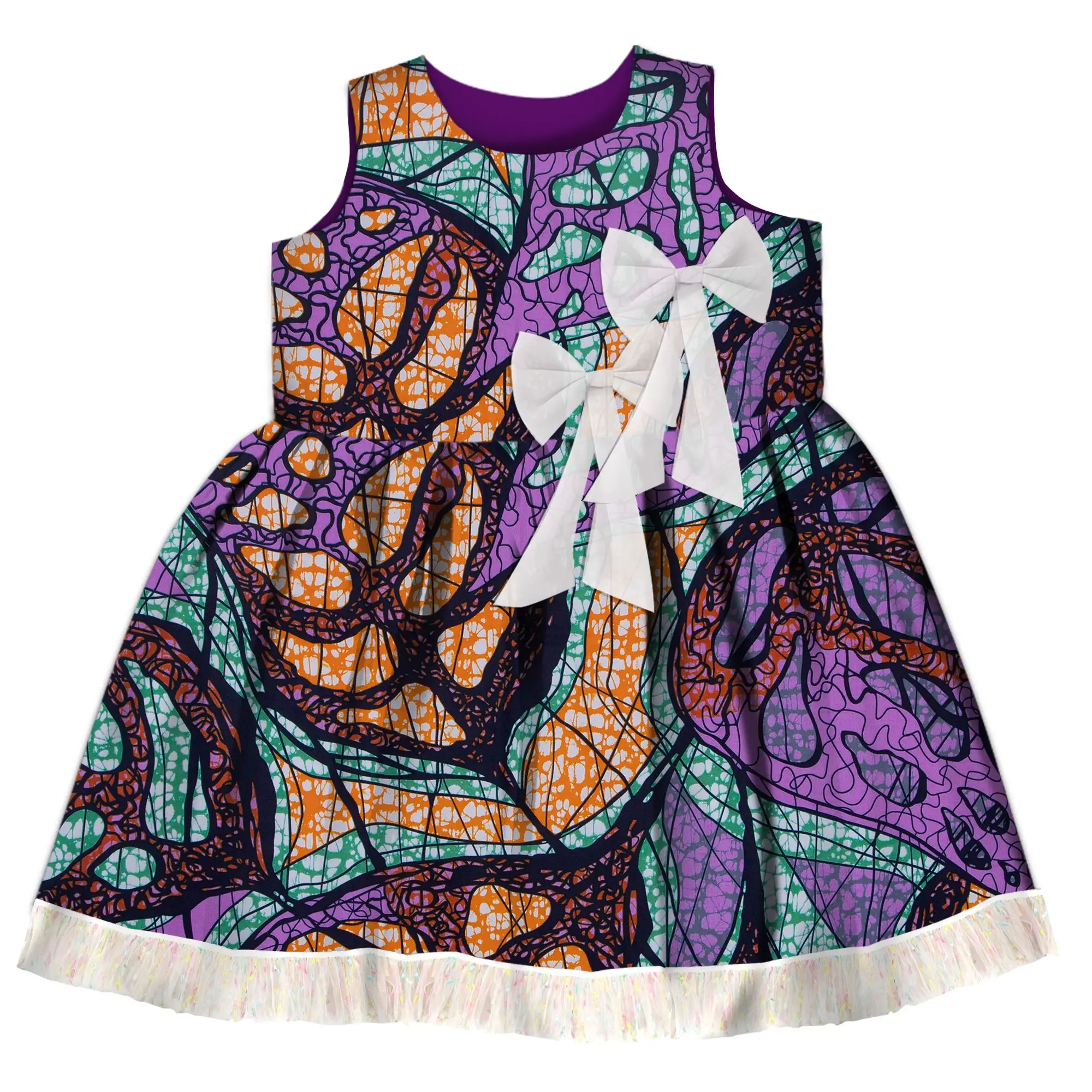 

African Print Kids Dashiki Dresses with girl's Short Sleeved Knee-length Skirt Cute Bow Children's Dress Party Dress WYT280