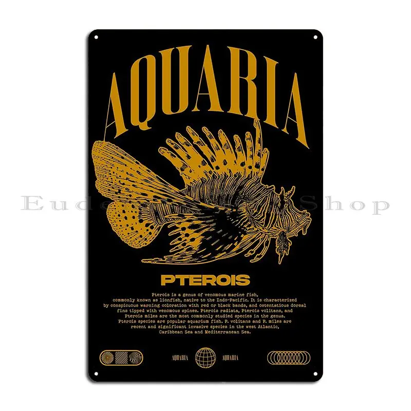 Lionfish Marine Fish Keeper Modern Streetwear Metal Sign Plaques Garage Iron Retro Bar Cinema Tin Sign Poster