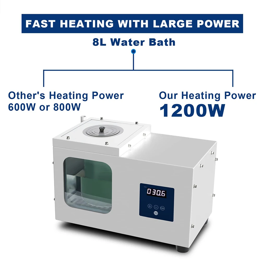 8L,1200W, RT-95°C(RT-203°F),220V Scientific Digital Lab Water Bath with Visible Windows,Thermostatic Water Bath Heater