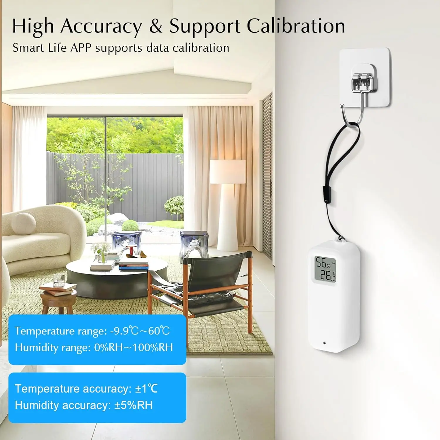 WiFi Indoor Thermometer & Humidity Monitor, Smart Alerts, Data Storage, White 2-Pack with Screen